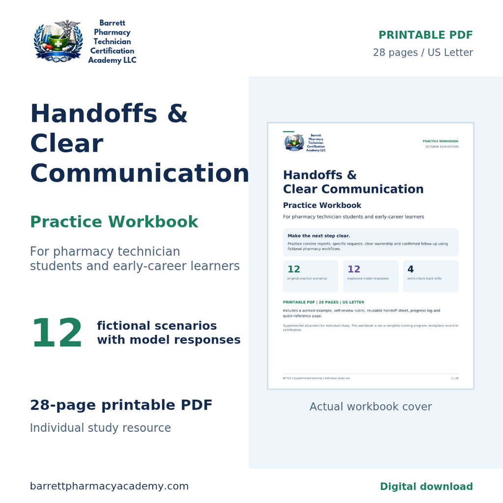 Handoffs & Clear Communication: Practice Workbook for Pharmacy Technician Students