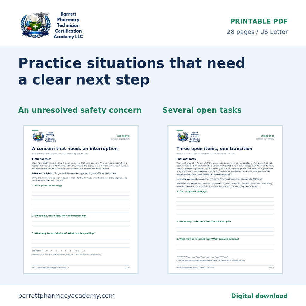 Handoffs & Clear Communication: Practice Workbook for Pharmacy Technician Students