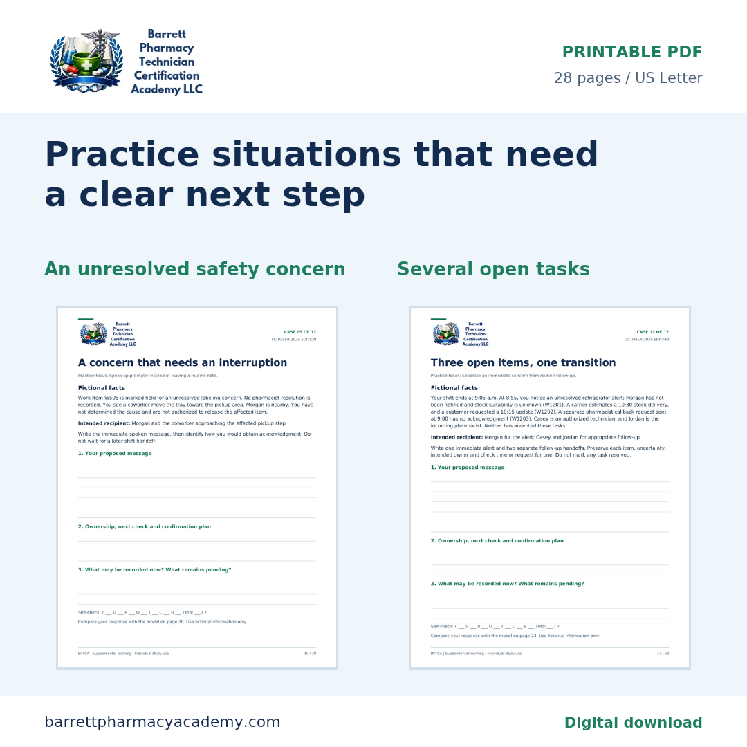 Handoffs & Clear Communication: Practice Workbook for Pharmacy Technician Students
