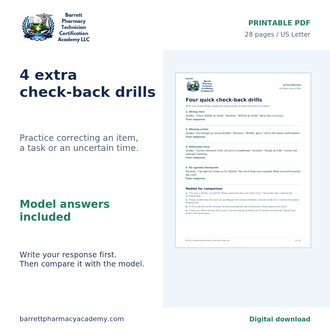 Handoffs & Clear Communication: Practice Workbook for Pharmacy Technician Students