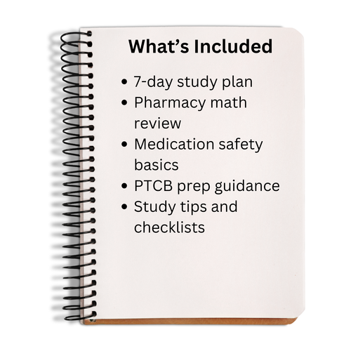 Notebook with a list of study materials on a white background