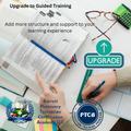 Promotional image for upgrading to guided training with educational materials and a 'Upgrade' button.