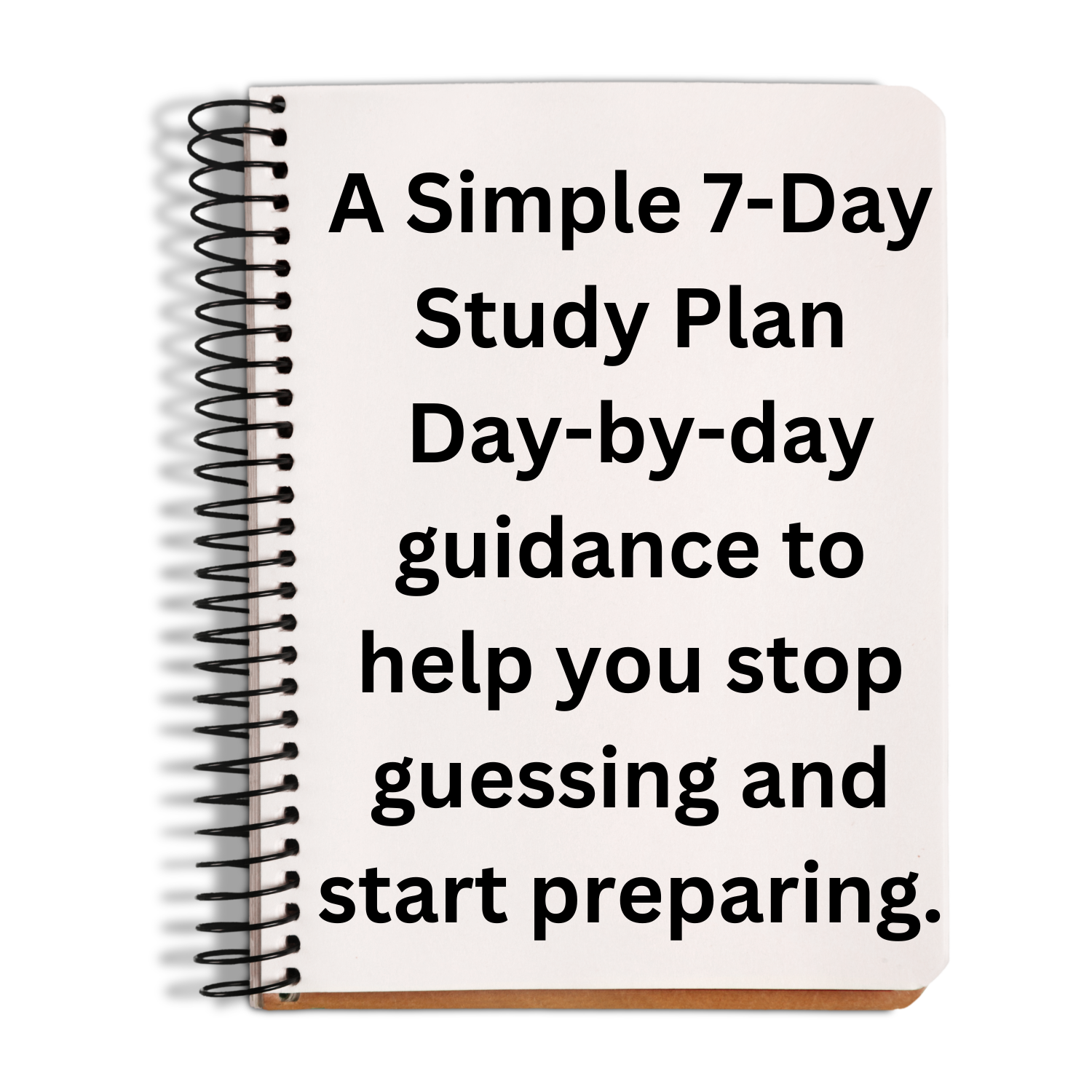 Notebook with text on a white background