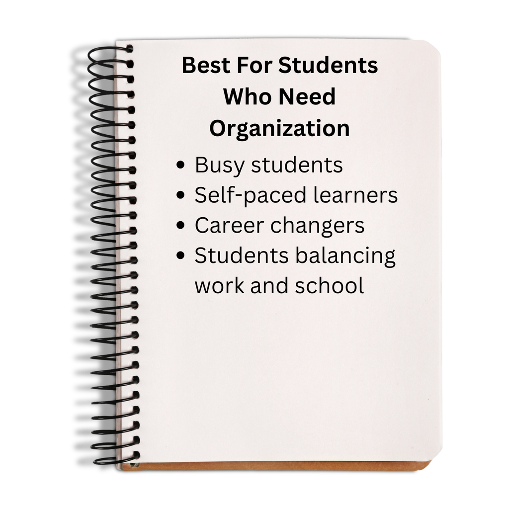 Notebook with text highlighting features for students who need organization.