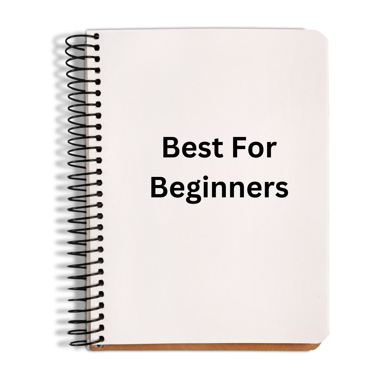 Notebook with 'Best For Beginners' text on a white background