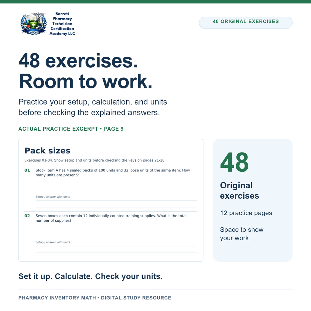 Pharmacy Inventory Math Practice Workbook