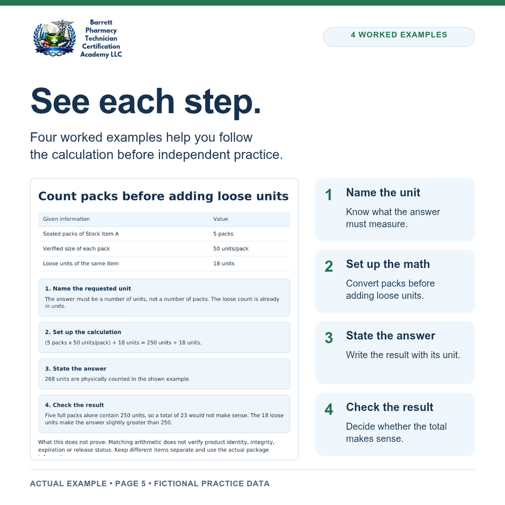 Pharmacy Inventory Math Practice Workbook